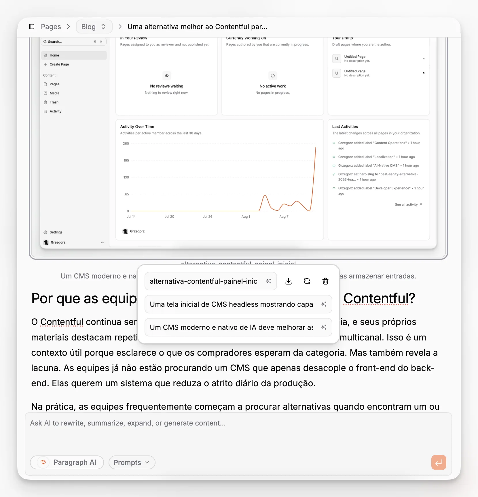 Pracovní prostor pro správu médií organizující nahraná aktiva, metadata a akce nahrazení