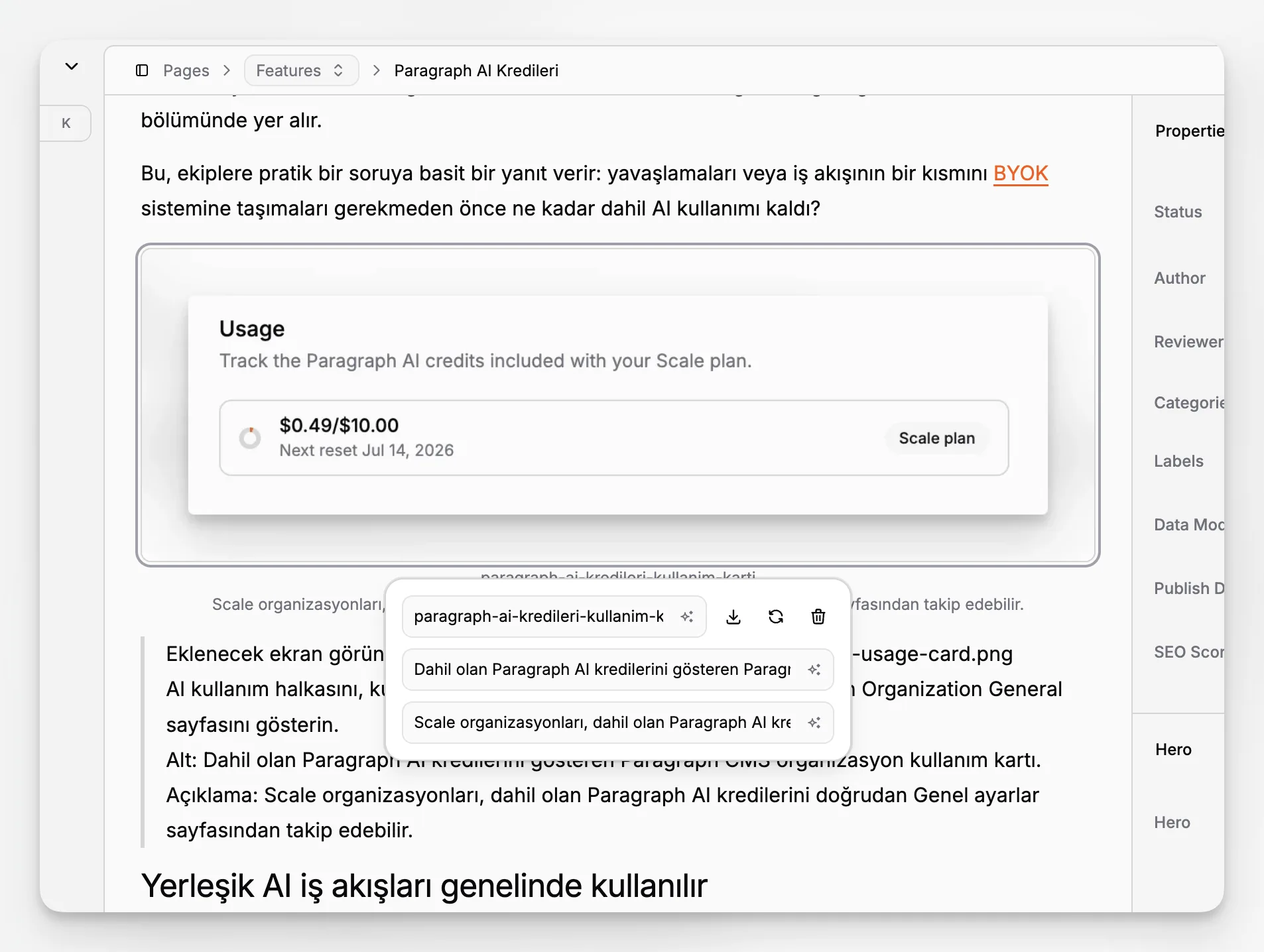 Interfaccia di gestione dei media di Paragraph CMS per immagini e gestione dei metadati