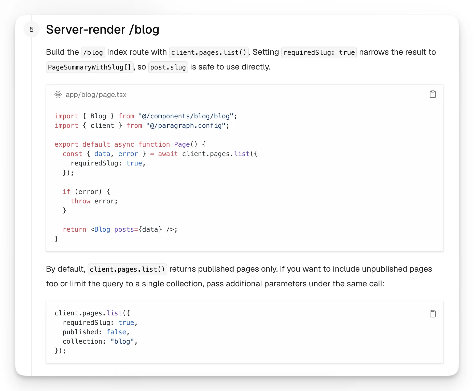 A starter project view showing blog index and slug-based article routing for a framework integration