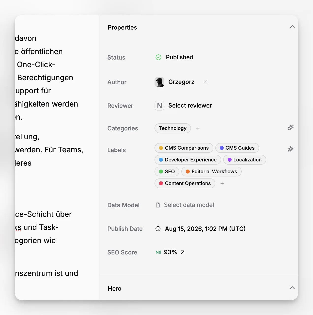 A structured editor with configurable fields and content operations tools for technical teams