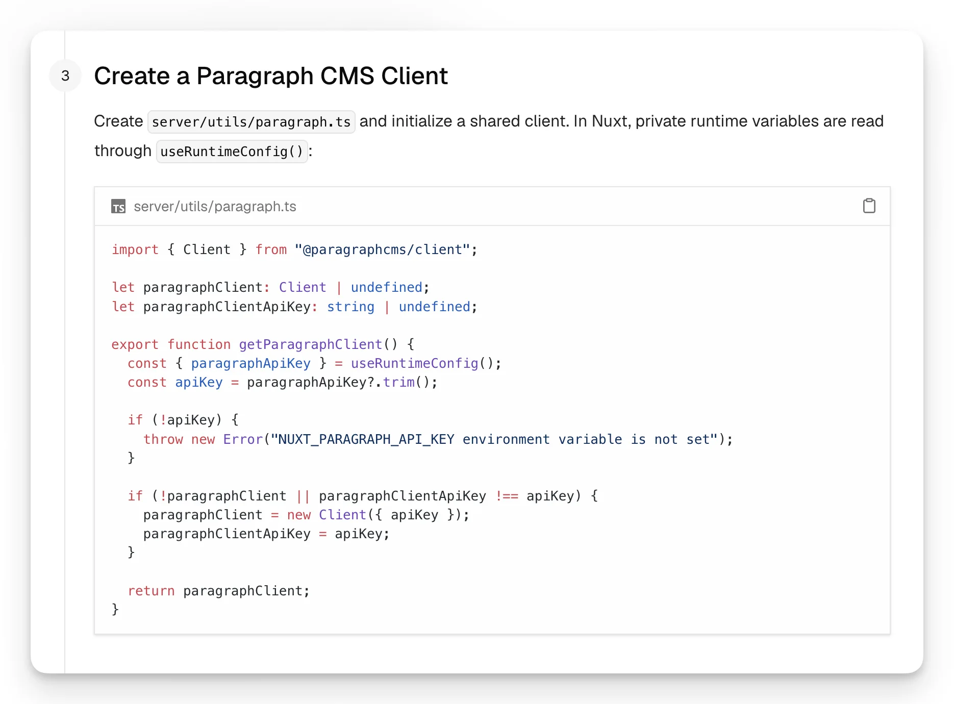 A developer-focused API client view for fetching and integrating structured content