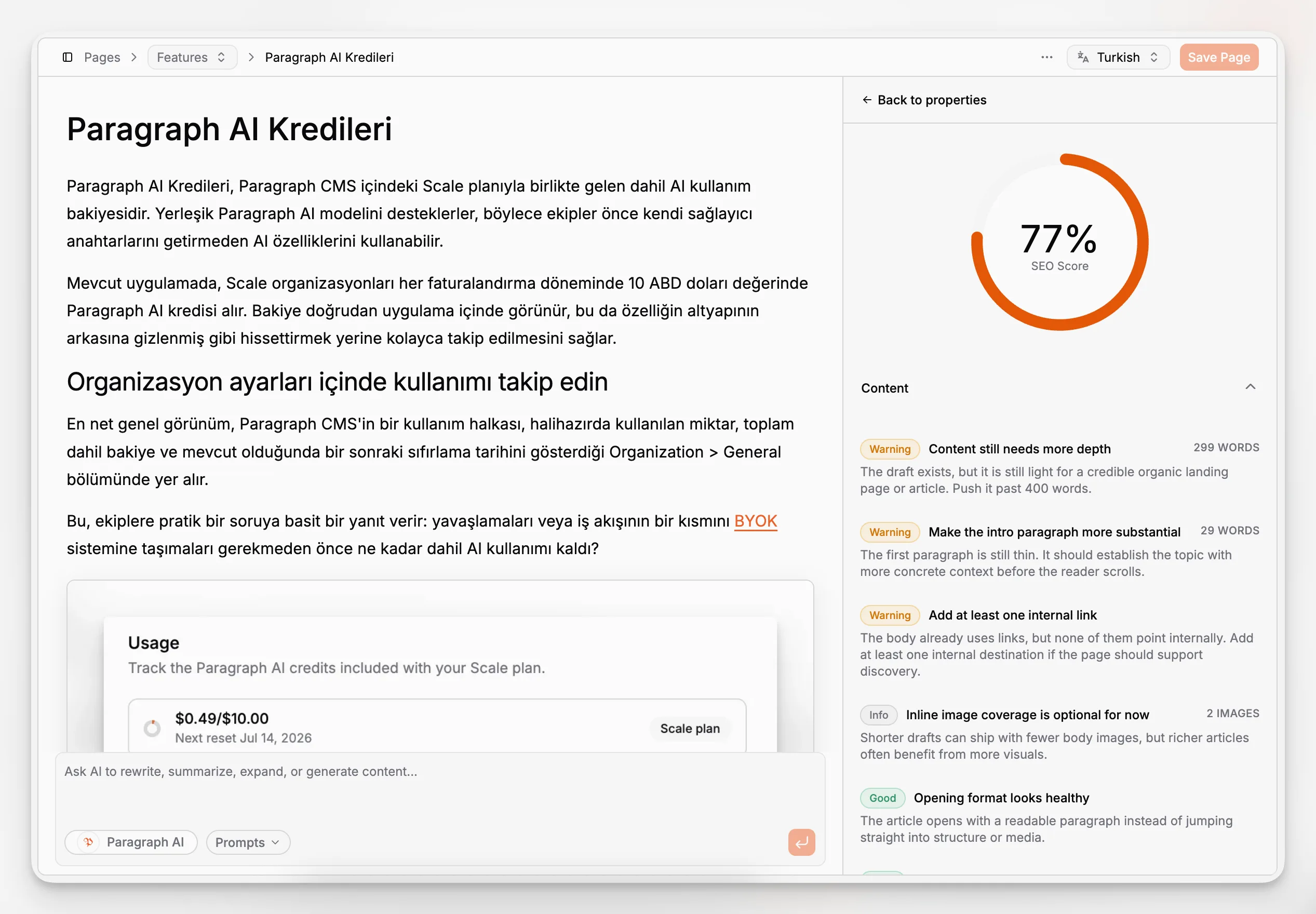 Paragraph CMS Seiten-SEO-Oberfläche für Metadaten und Optimierungs-Workflow