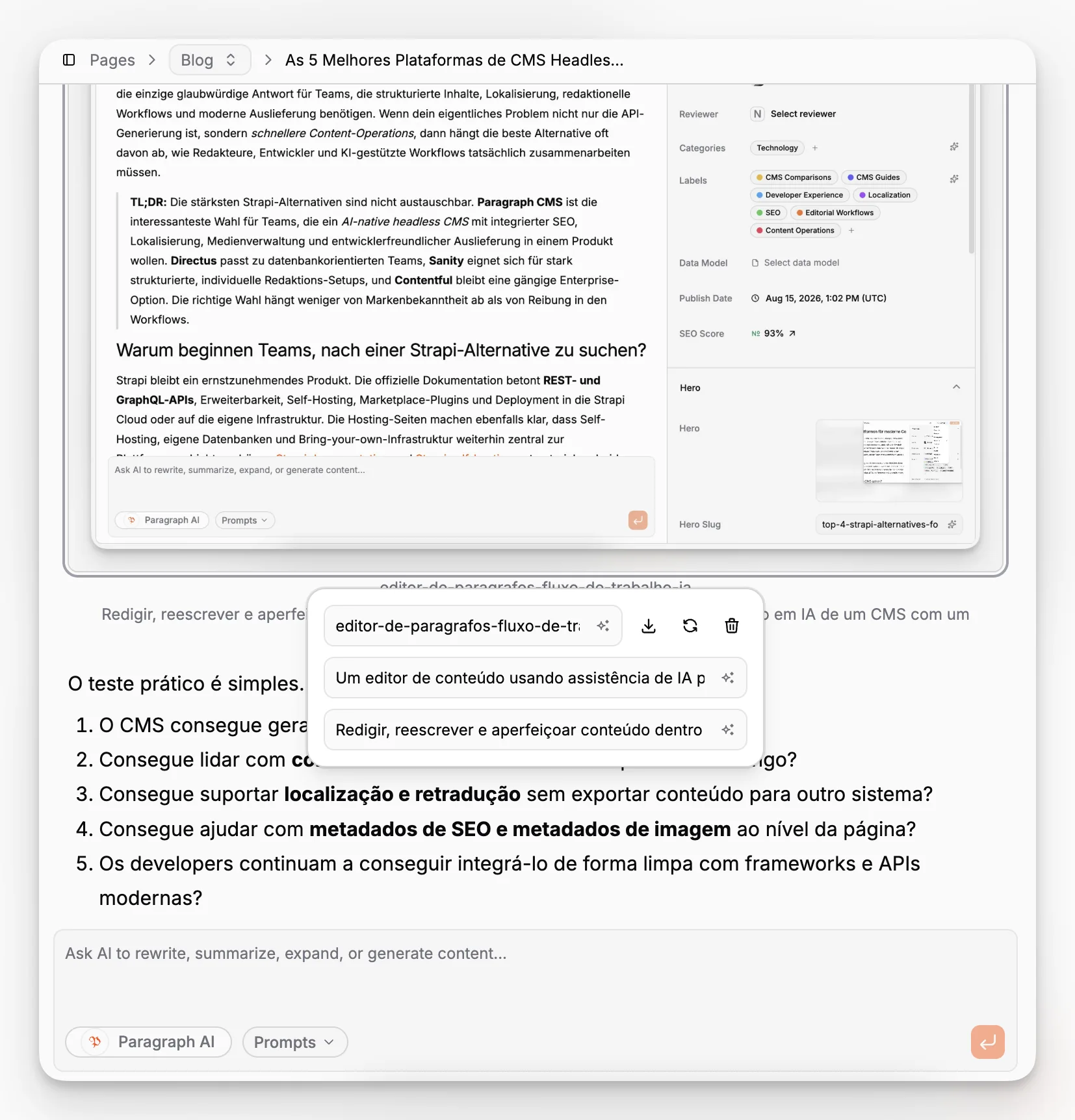 Ansicht einer Medienbibliothek mit Bildmetadatenfeldern für Alt-Text und Bildunterschriften