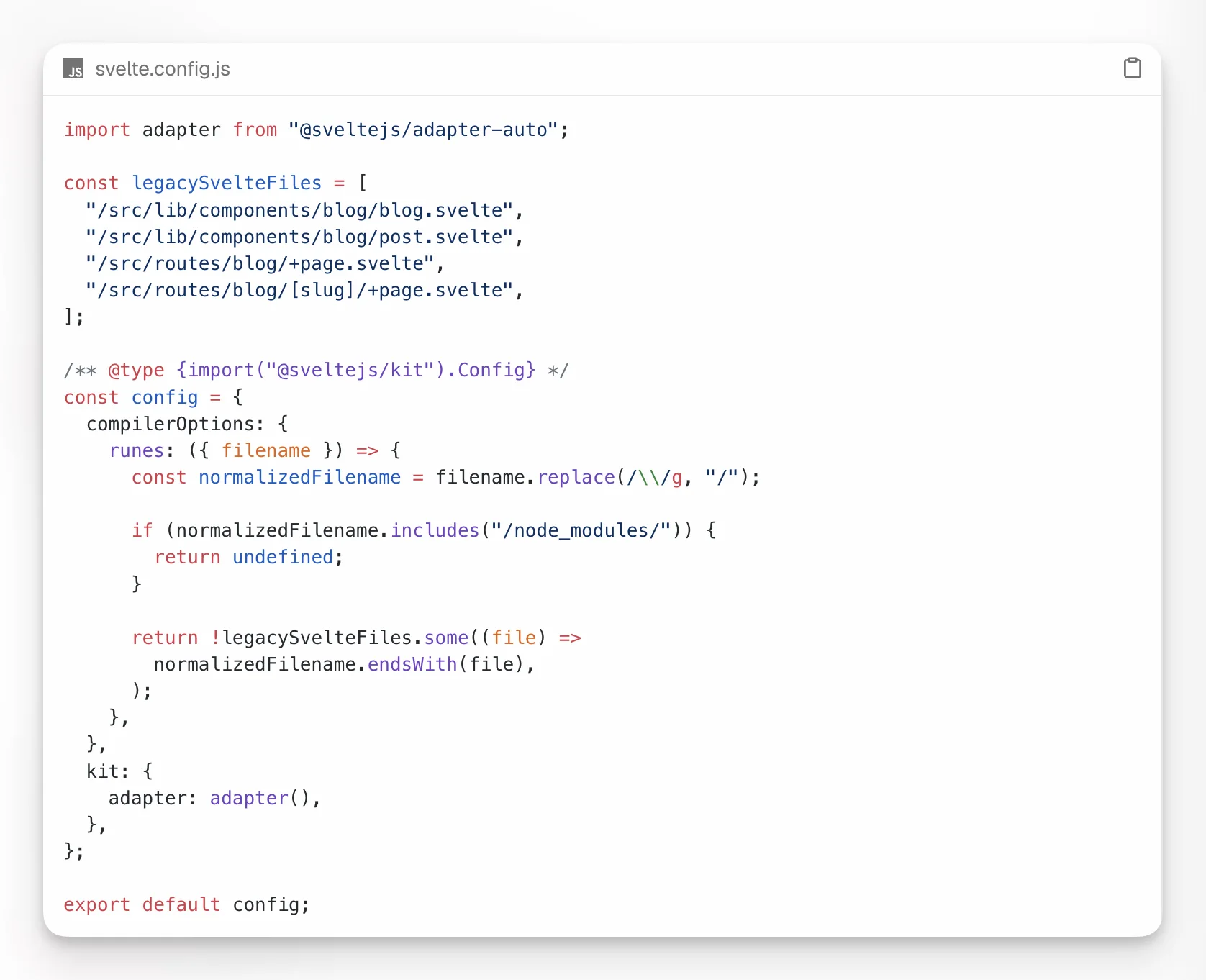 Finestra di dialogo degli esempi di codice di Paragraph CMS che mostra SvelteKit come uno dei punti di accesso ufficiali del framework.