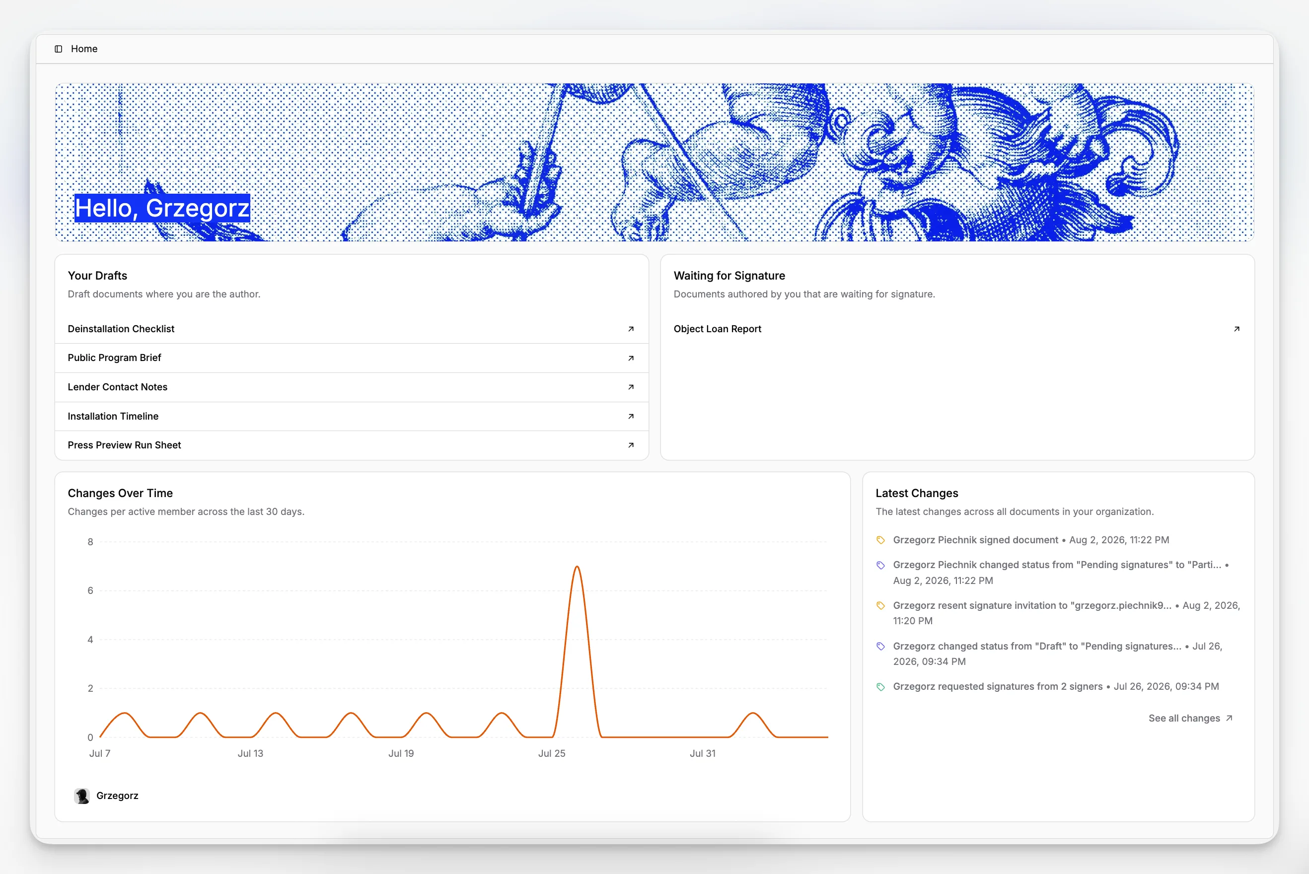 Přehled pracovního prostoru pro správu muzejní sbírky na panelu aplikace Blueputto