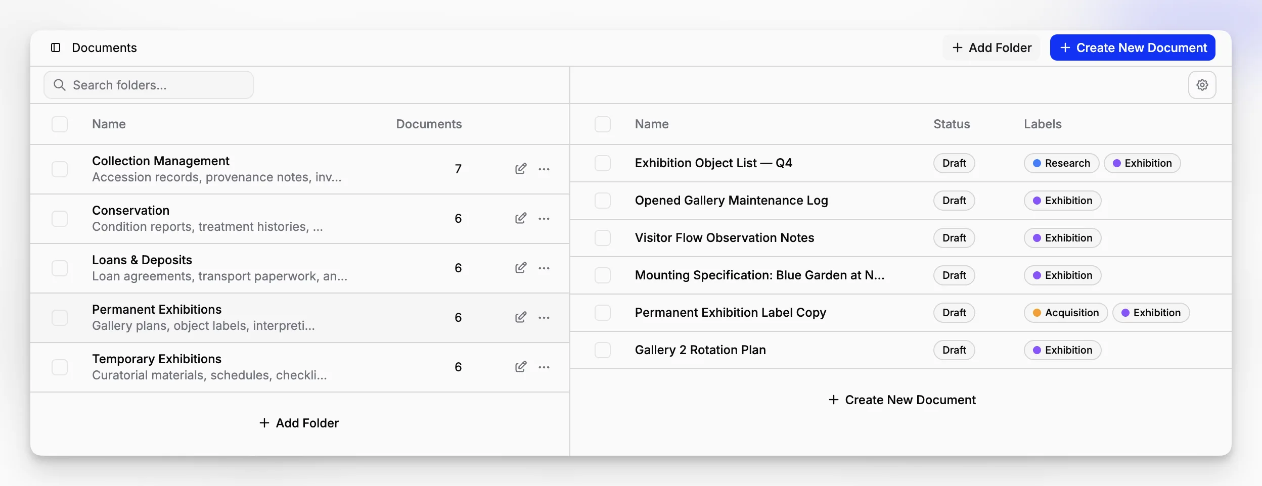 Vue d’un logiciel de gestion d’archives montrant des notices groupées, le contexte de la collection et les fichiers associés