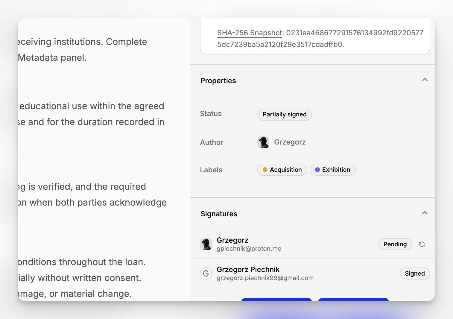 Blueputto labels management interface used to tag museum records and documents across workflows