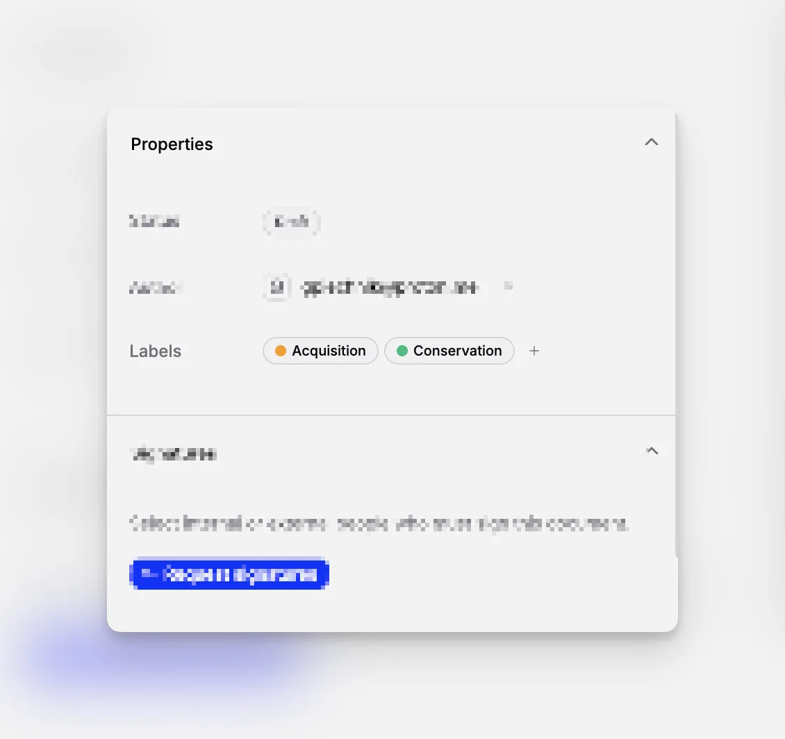 Blueputto Document Editor met herbruikbare labels toegewezen aan een document.
